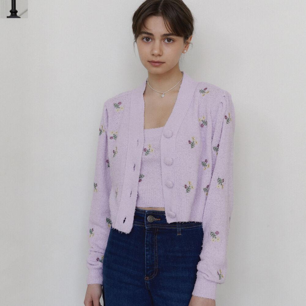 Floral Embroidery Knit Cardigan