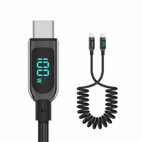 Soopii 전력표시 C to C타입 100W PD PPS 스프링 초고속충전케이블 S10CC-S - 충전 케이블 | 쿠팡