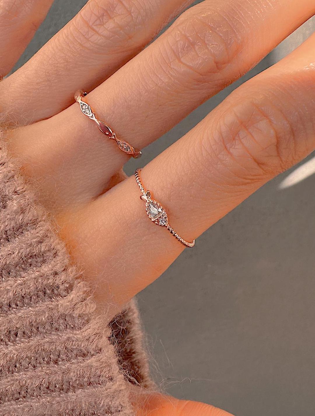 925실버 코트 도트 물고기 반지 로즈골드 큐빅반지