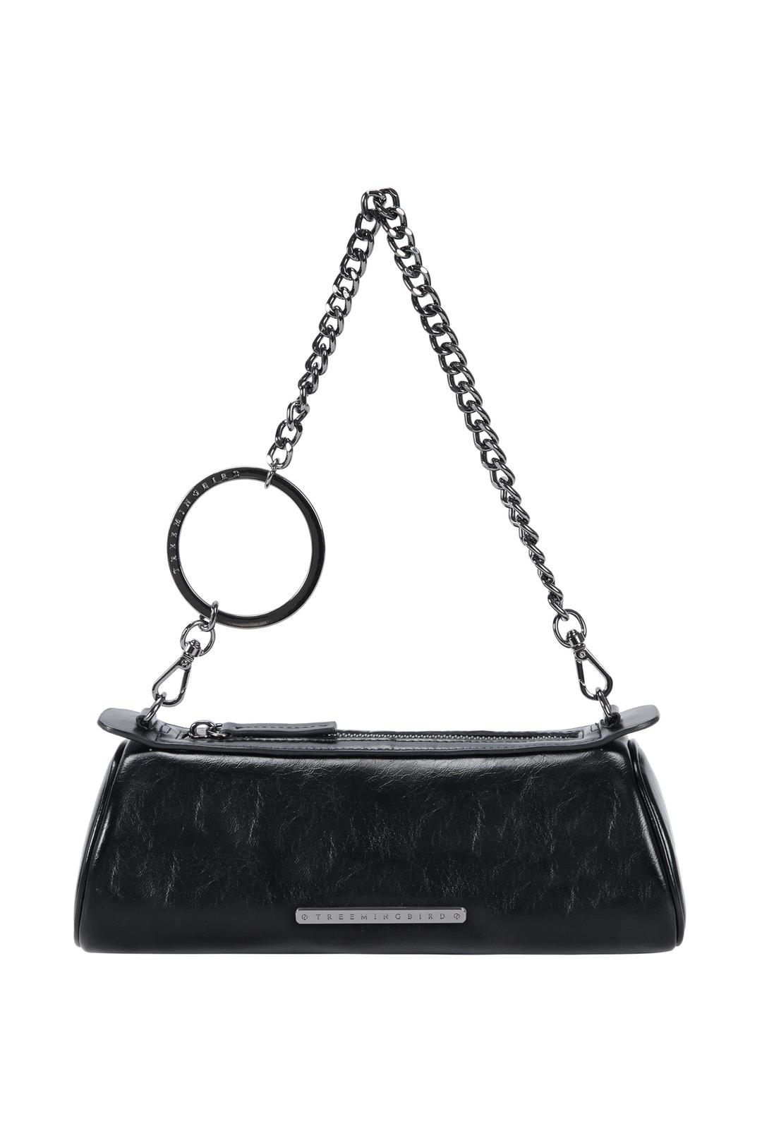 O ring Chain Barrel Mini Bag [ Black ]