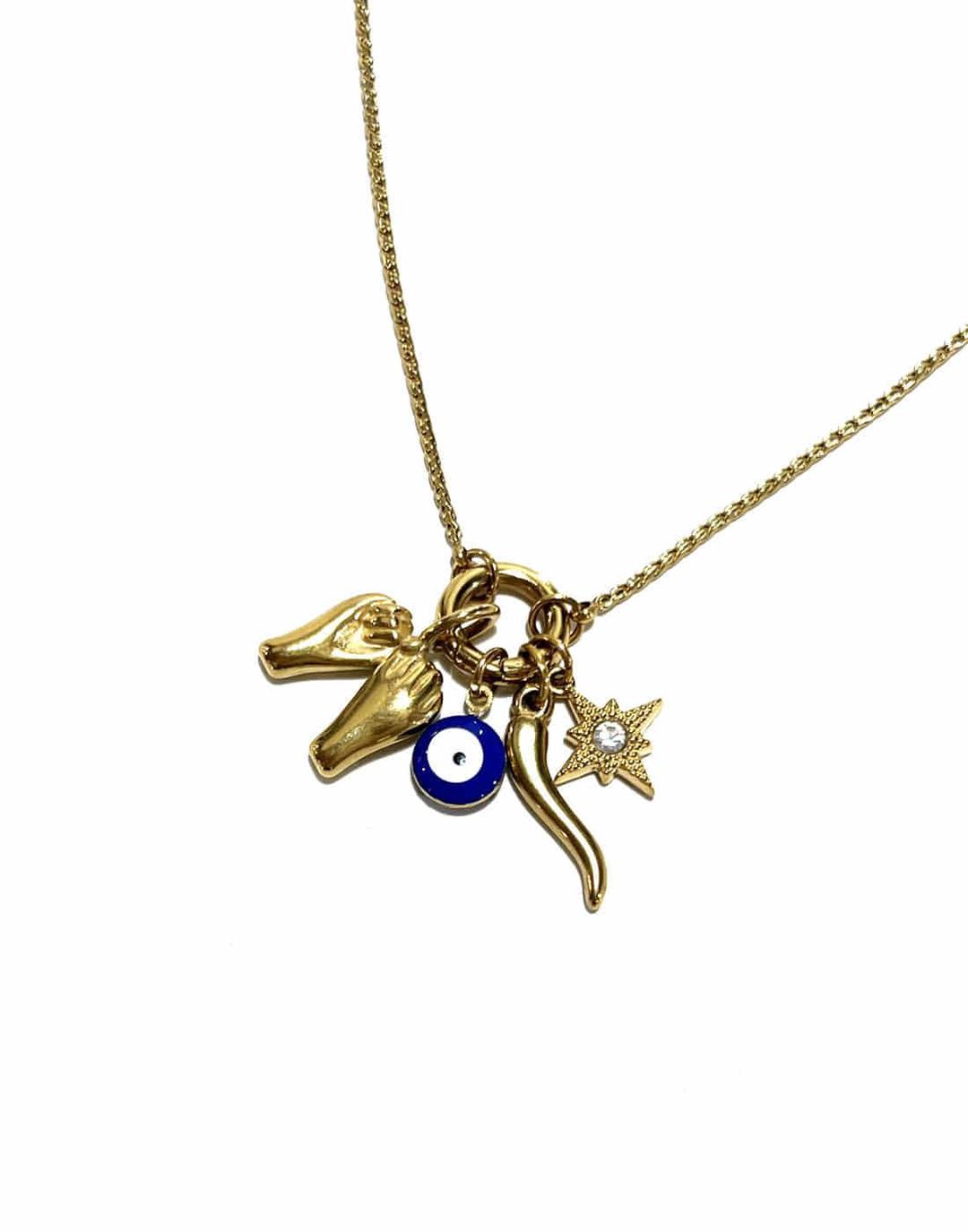 evil eye lucky symbol charms necklace gold