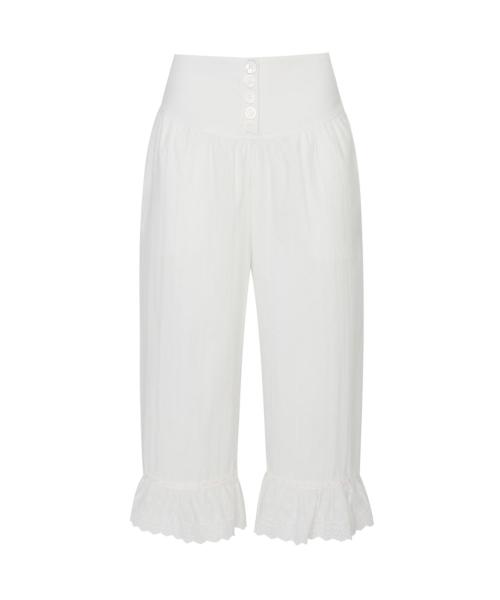 Nina Button Frill Pants (White)