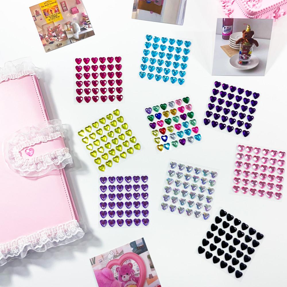 큐빅 하트 스티커 컨페티 diy 폴꾸 다이어리 바인더 꾸미기 포카 다꾸 탑꾸 표꾸