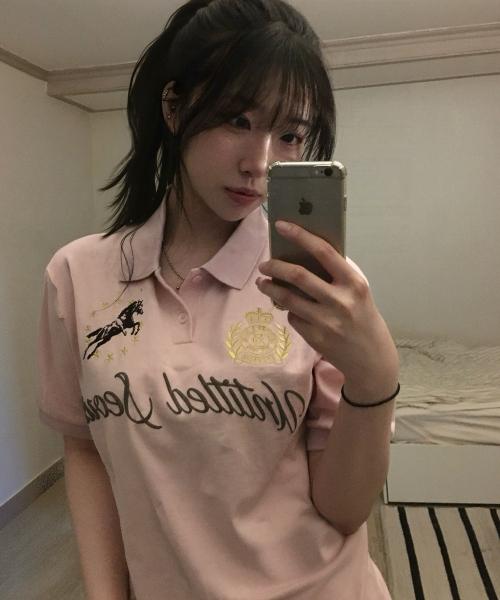 언타이틀 크레스트 폴로 크롭 반팔 핑크