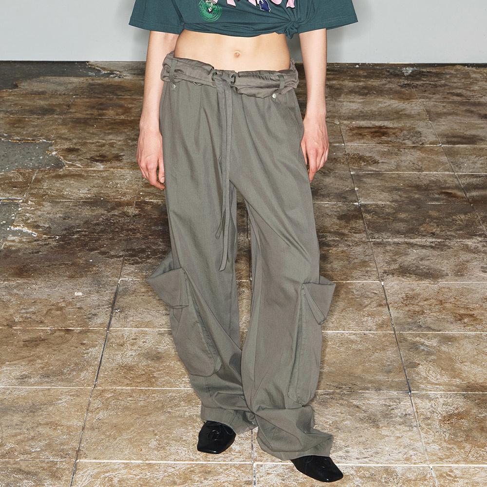 ROLLED WAIST CARGO PANTS (KHAKI)