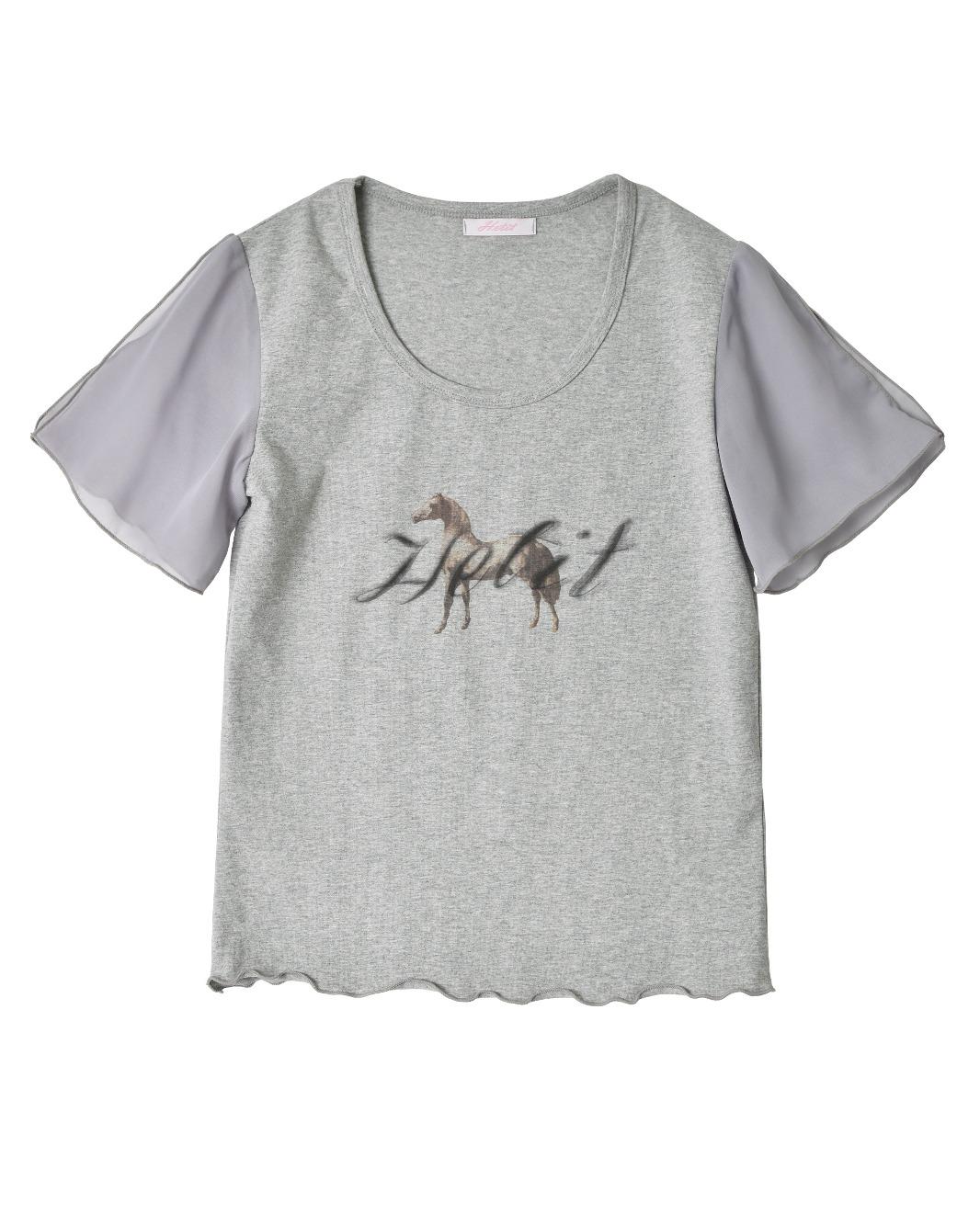 Horse Printed Wavy T-shirt (Gray)