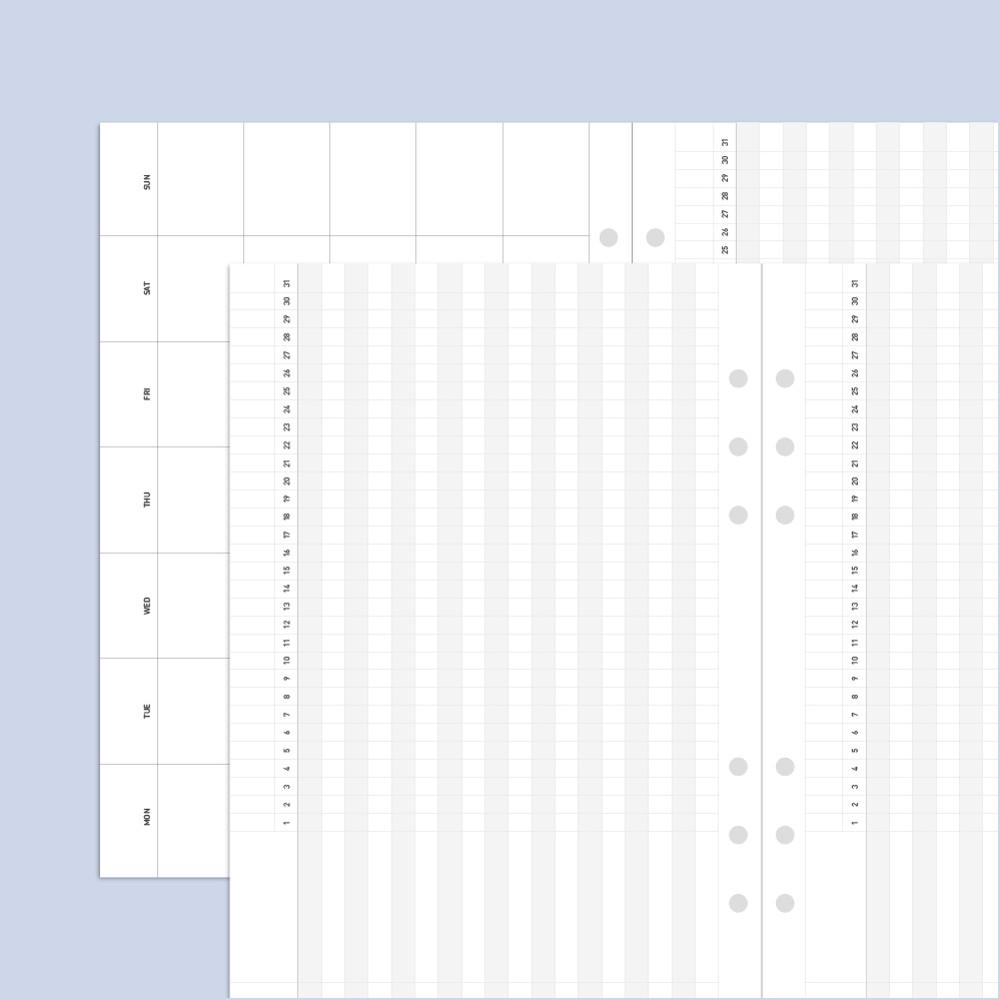 A5 6공 바인더 다이어리 리필 속지 먼슬리 해빗트래커 프로젝트 일정관리 플래너