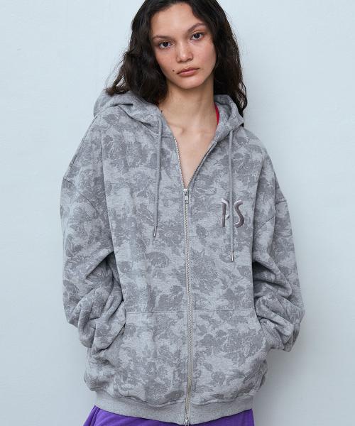 빈티지 플라워 오버사이즈 후디_멜란지 그레이