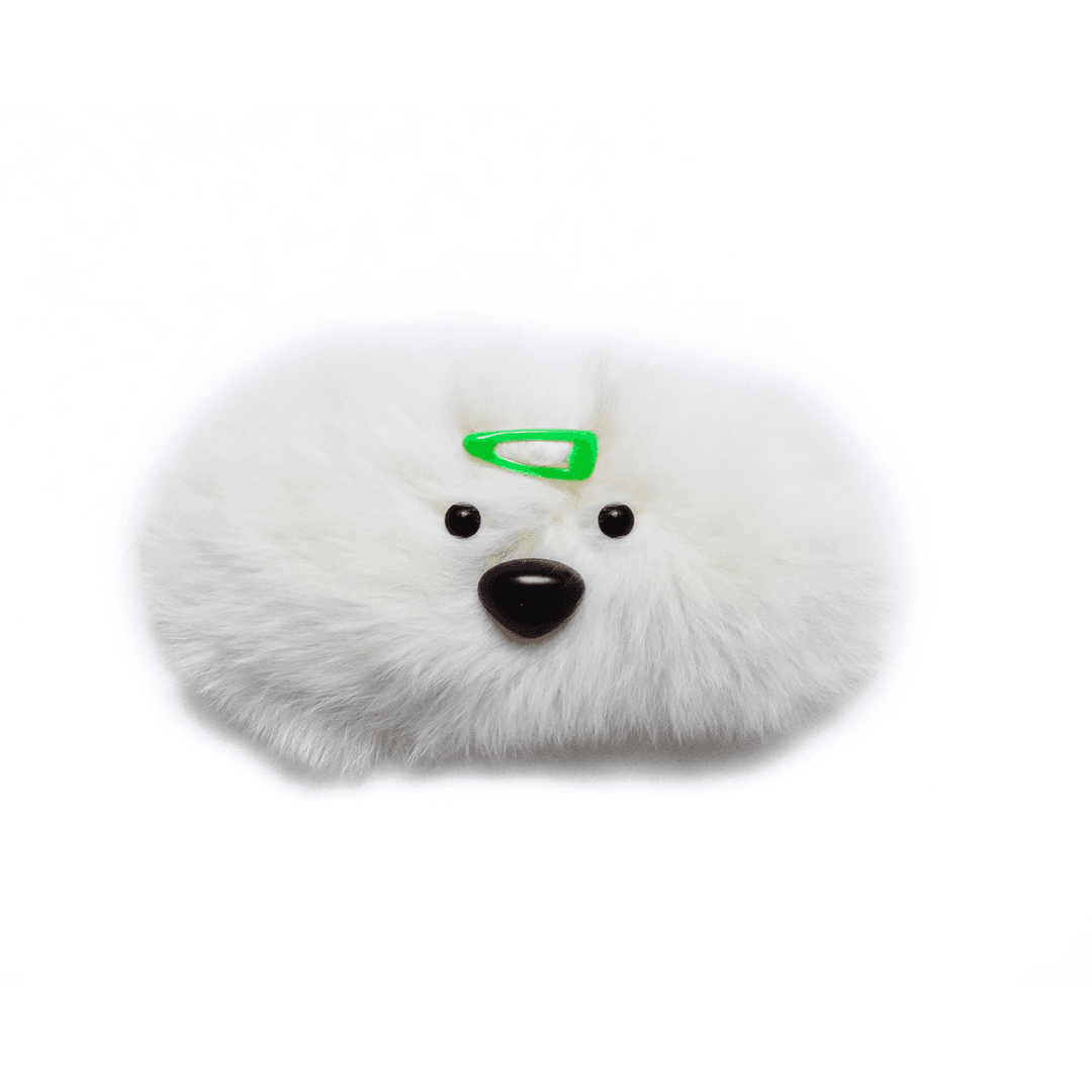 Fluffy Dog Pin_White