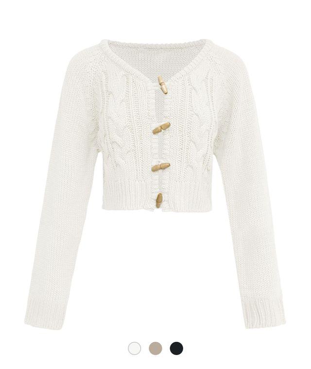 토글 브이 넥 니트 가디건