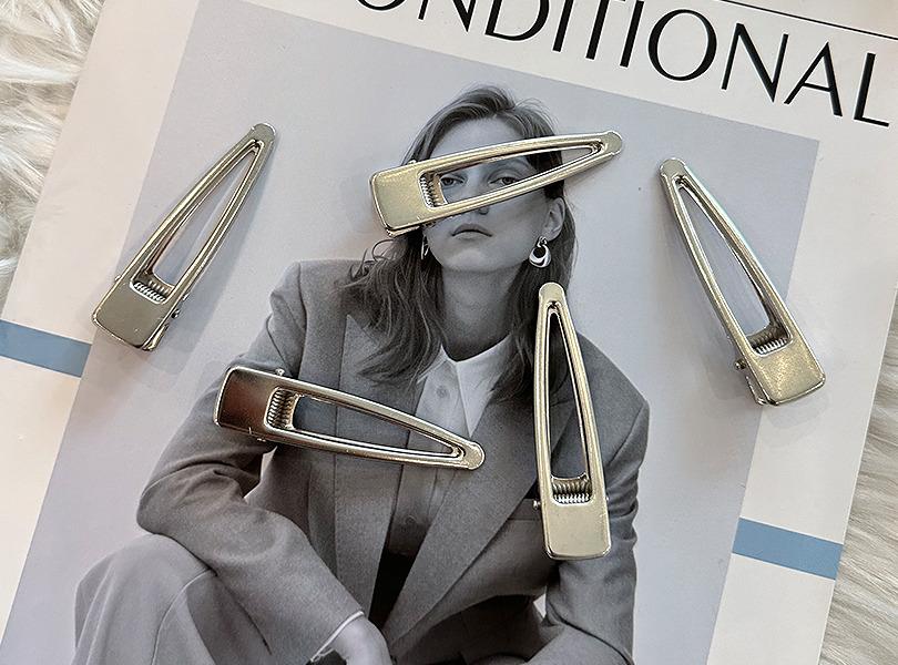 메탈클립헤어핀 실버 머리핀 헤어 여성 액세서리 집게