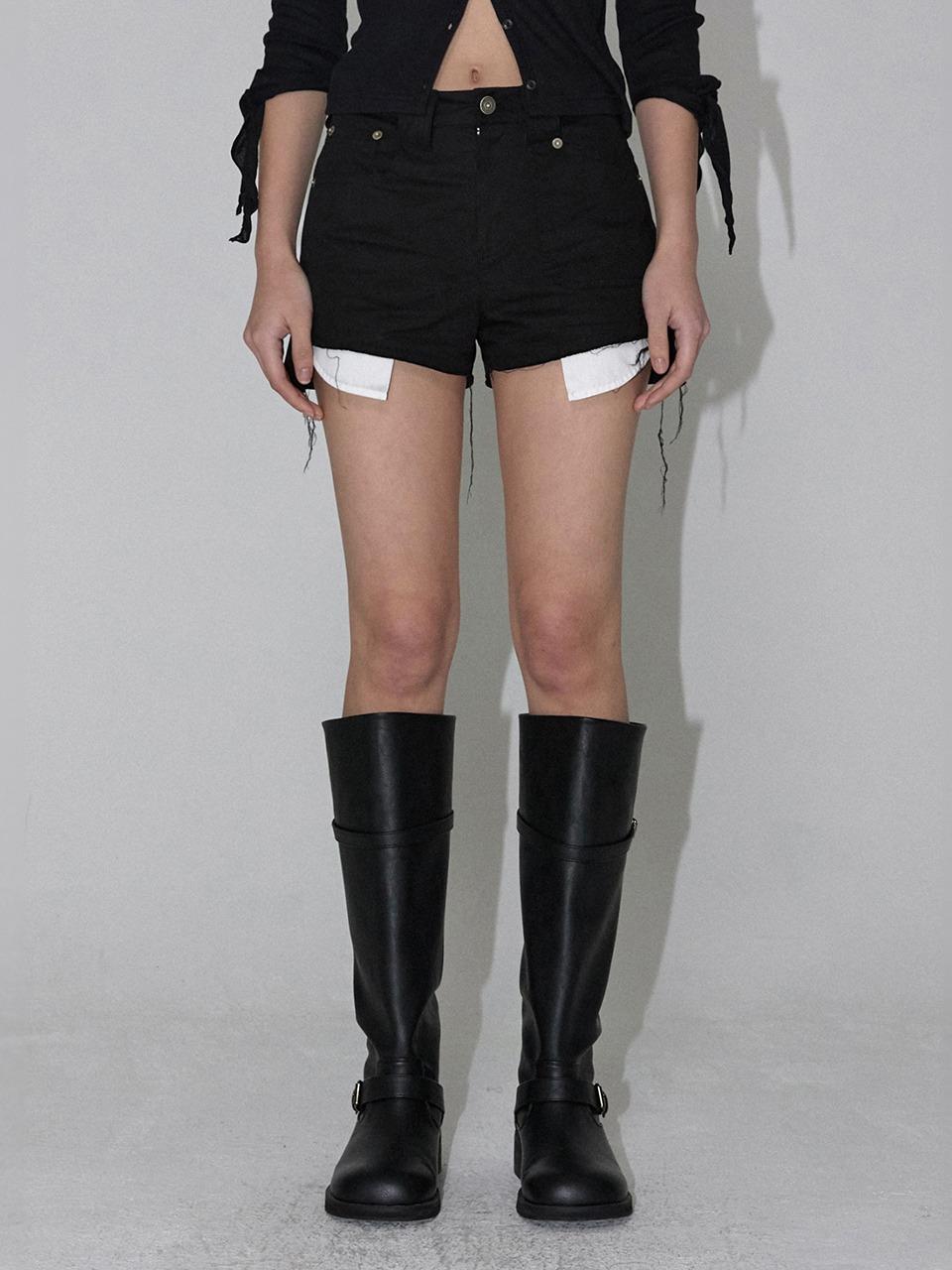 Uneven Raw Cut Shorts (black)