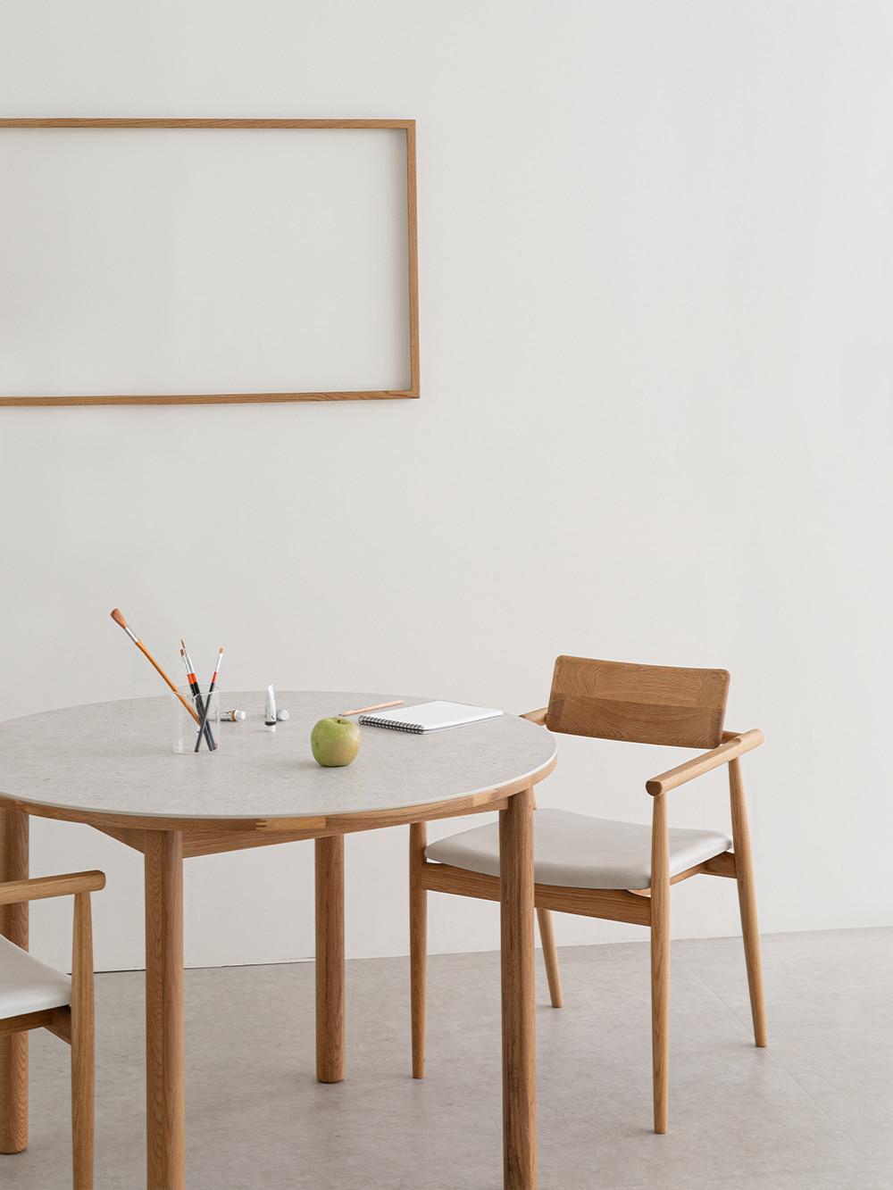 플레인 오크 포세린식탁_원형