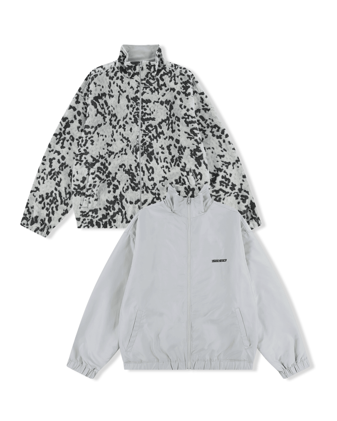 Reversible Leopard Fleece Jacket Silver