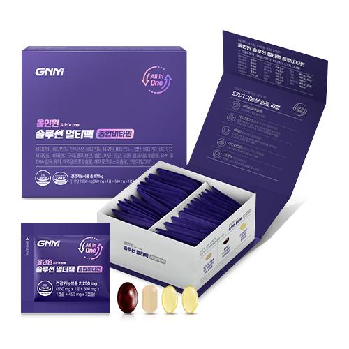 [한팩에 종합비타민+밀크씨슬+알티지오메가3+루테인+코큐텐] GNM 올인원솔루션멀티팩 1박스