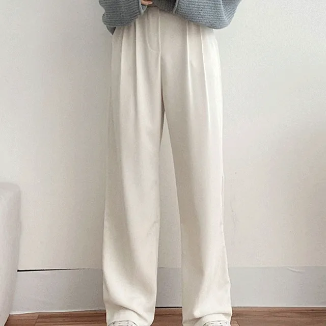 [2color/뒷밴딩]출근룩! 휘뚜루 원버튼 와이드 일자 슬랙스