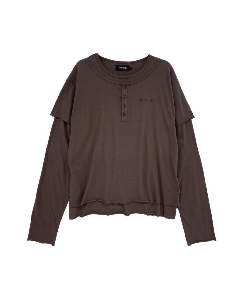 Layered cross long sleeve brown