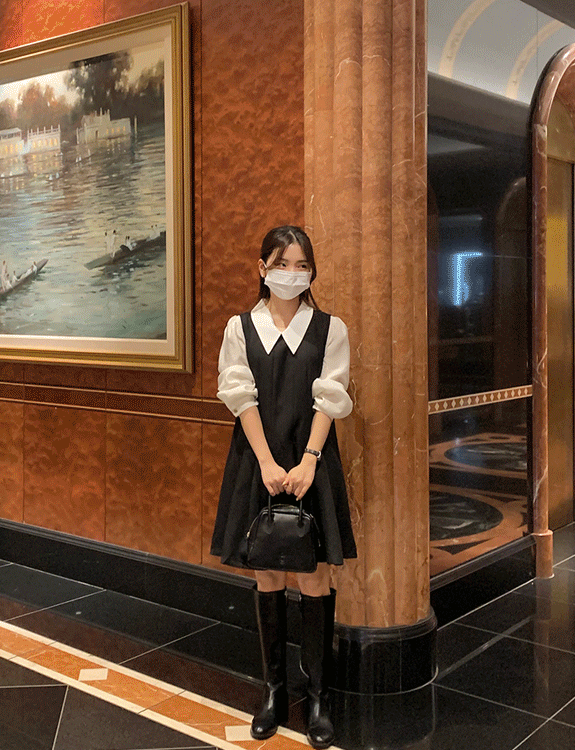 플레어 레이어드 미니 원피스 (하객룩)