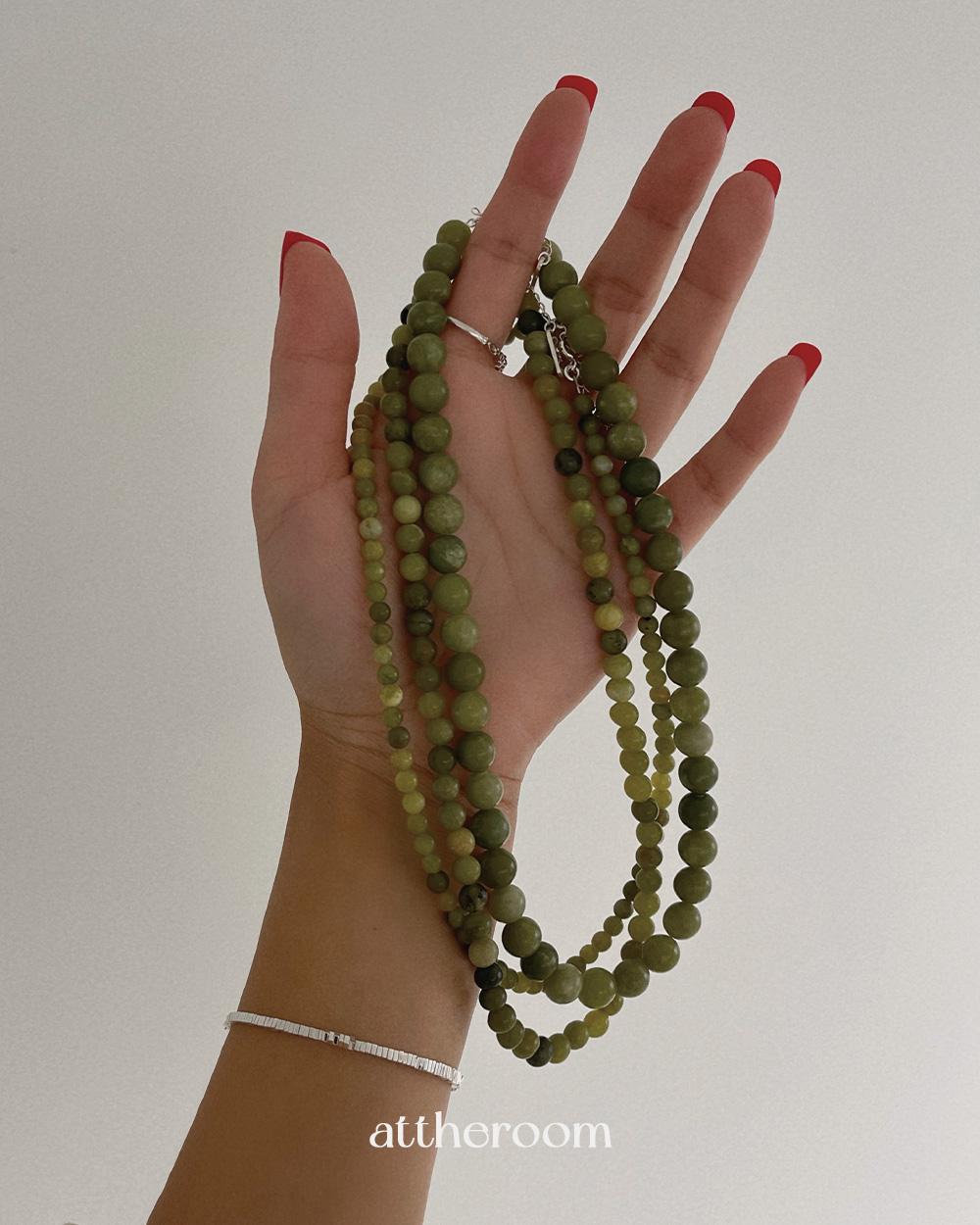 MADE 실버925 해주옥 볼 원석목걸이 (3size)