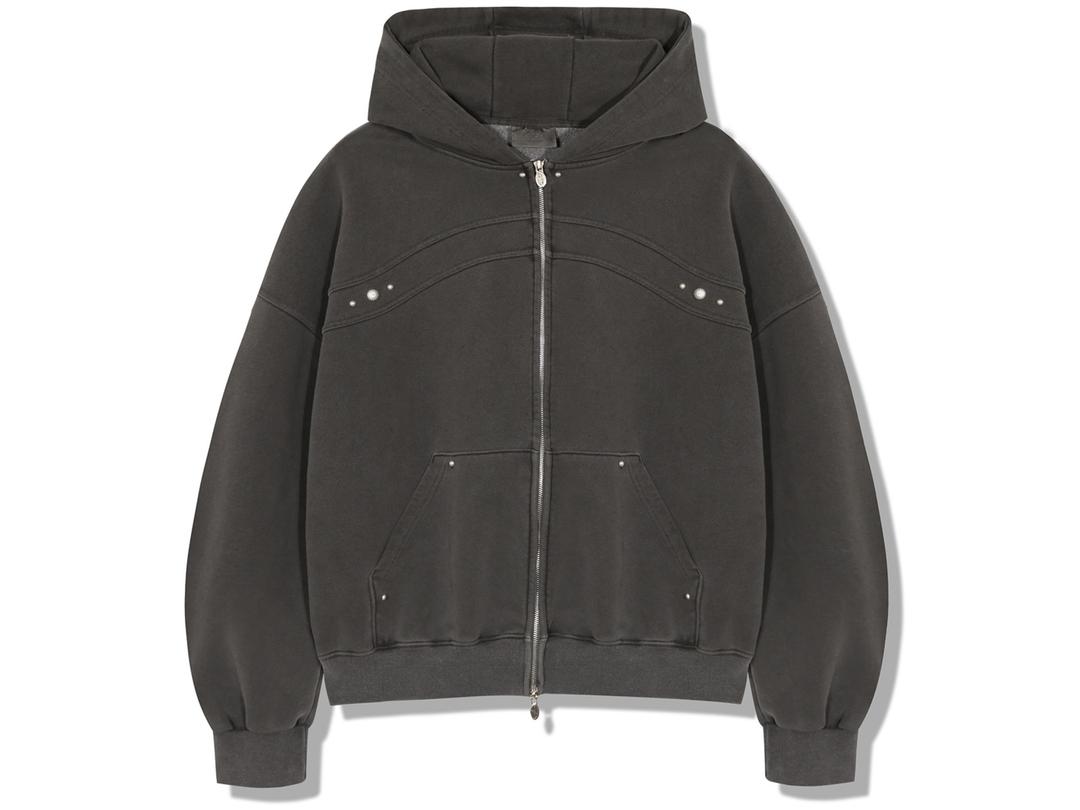 [4월4일 배송예정] 피그먼트 스터드 후드집업