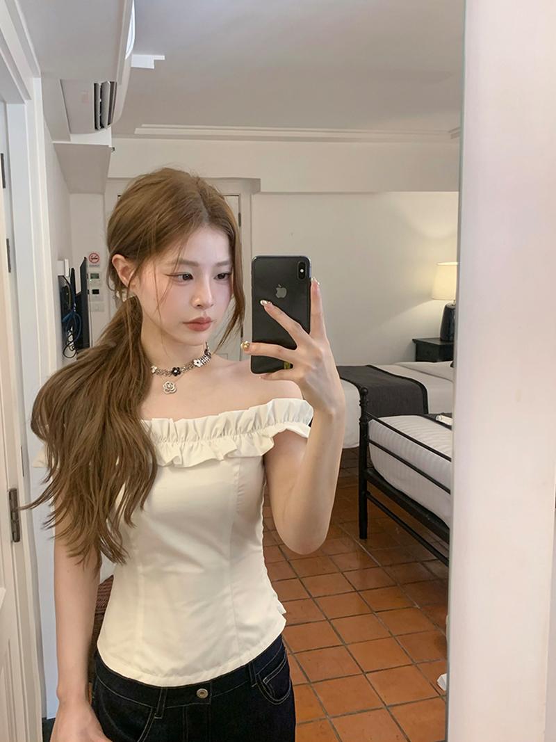 Frill Collar Off shoulder TEE (2Color)