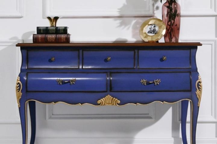 앤틱 블루 와이드 원목 콘솔 1200 / 인테리어 테이블 코너 심플 받침대 거실