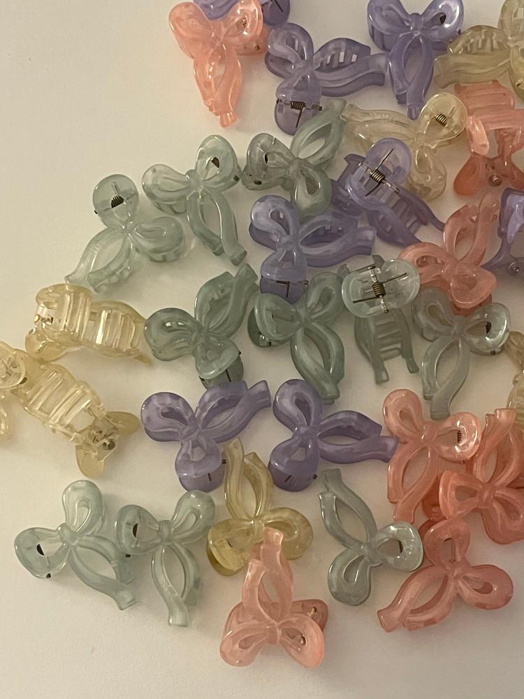 [가넷] 미니 리본 반투명 집게핀 set (4c)