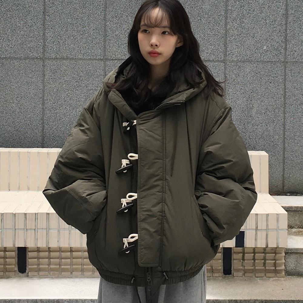 더플 후드 패딩_카키
