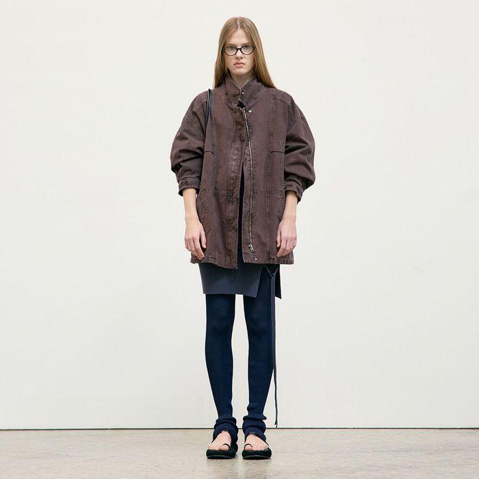 PIGMENT WASHED STITCH HALF JACKET_BROWN_LW251JP02BR