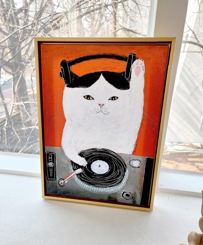 블랑쉬 DJ 고양이 인테리어 벽걸이 액자30x40