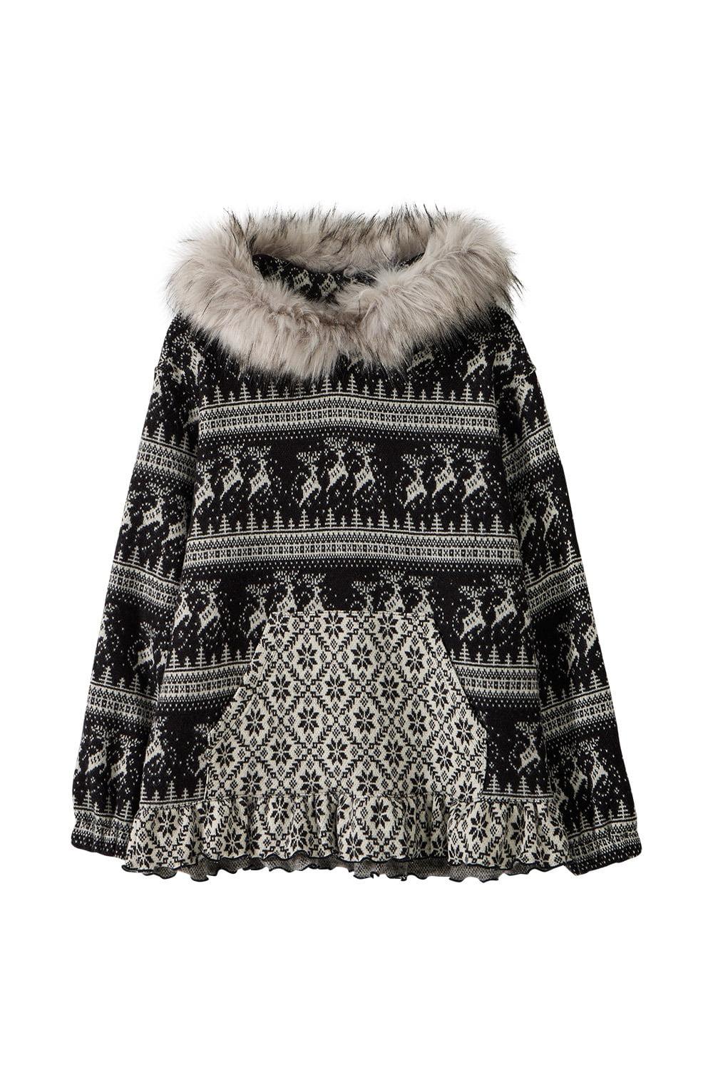 Nordic Oversized Knit Hoodie