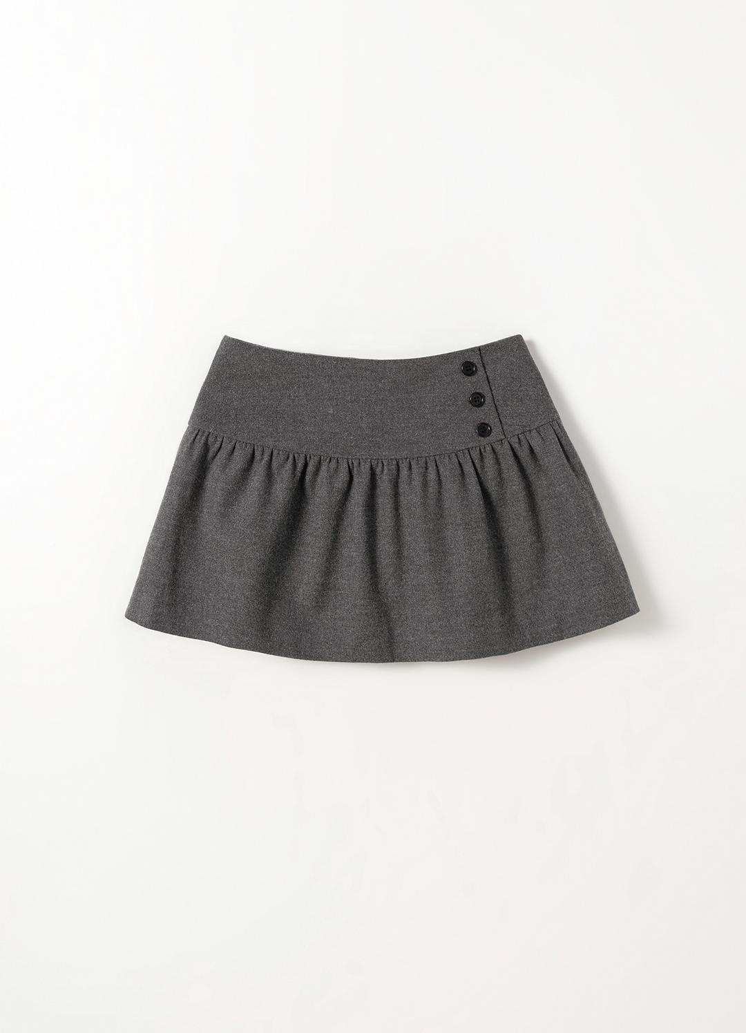 Vela Wool Shirring Skirt(Charcoal)