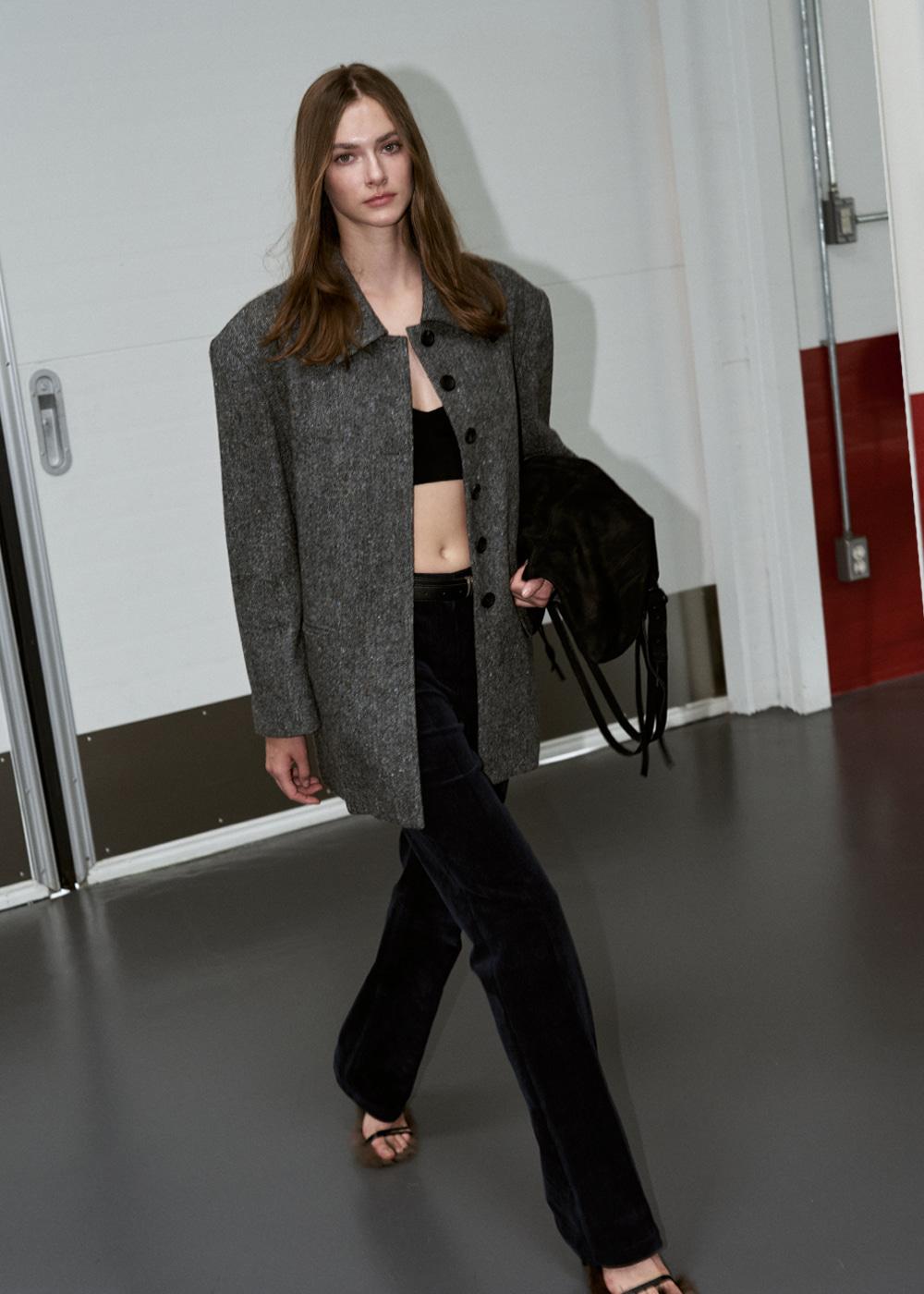 OVERSIZE HOMESPUN SINGLE JACKET_BLACK