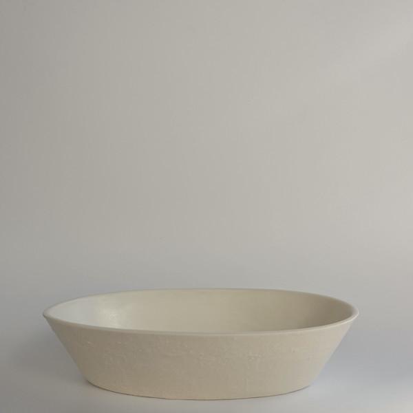 texture oval bowl - white
