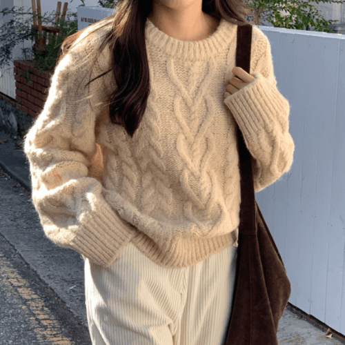 오센스 울하트케이블니트