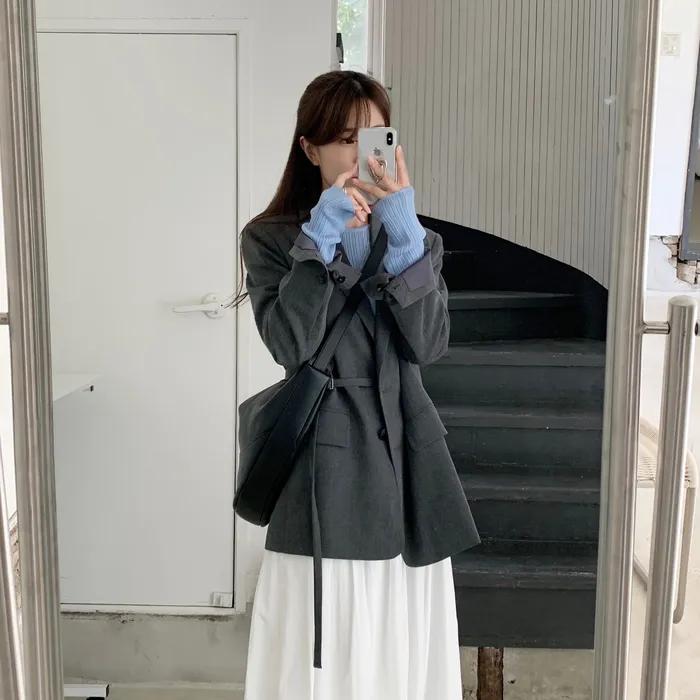 투웨이 벨티드 블레이저 자켓_CHARCOAL