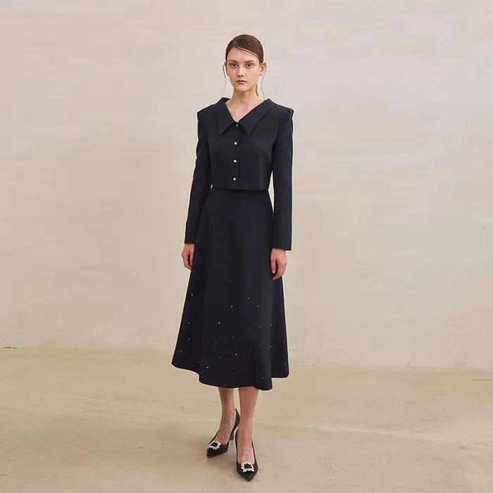 [SET] Mercury Cubic Jacket + Mercury Cubic Skirt (Navy)