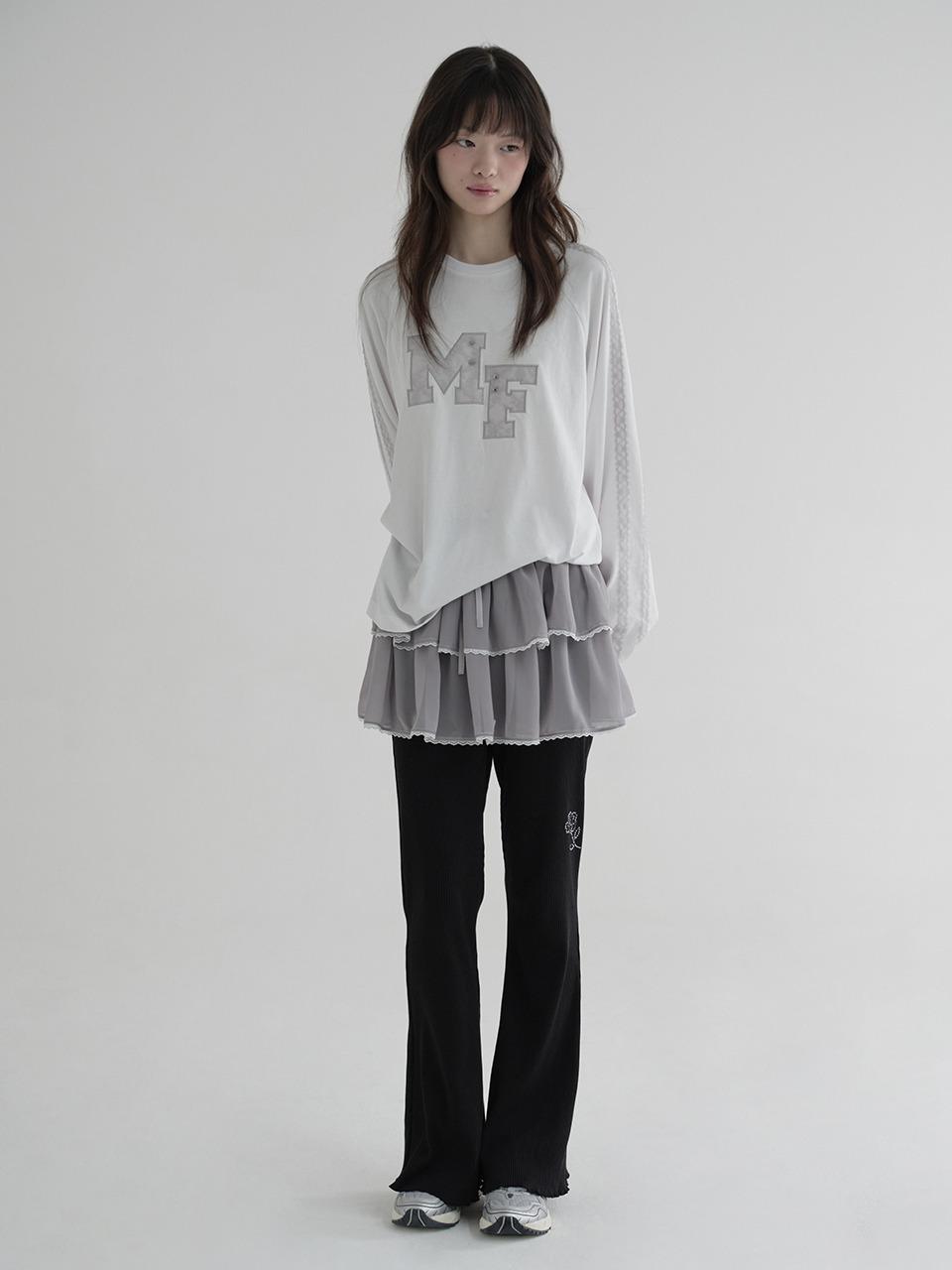 LACE CHIFFON CANCAN SKIRT (GREY)