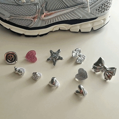 [당일출고] 내맘대로 운동화 꾸미기 신꾸 장식 (실버,하트,리본,별)