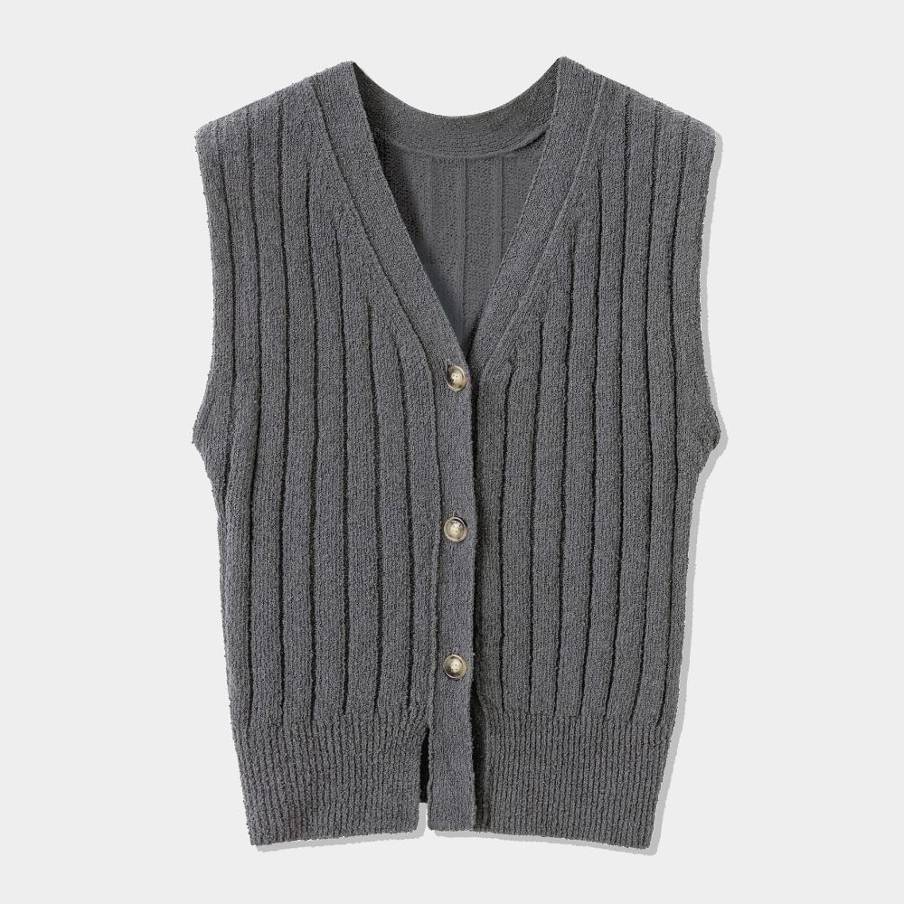 (W) 라티나 백-프론트 니트 가디건 차콜 그레이