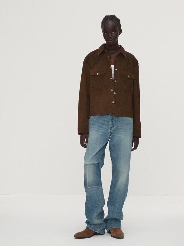 STRAIGHT-LEG KNEE PANEL DENIM JEANS_ WASHED VINTAGE LIGHT BLUE