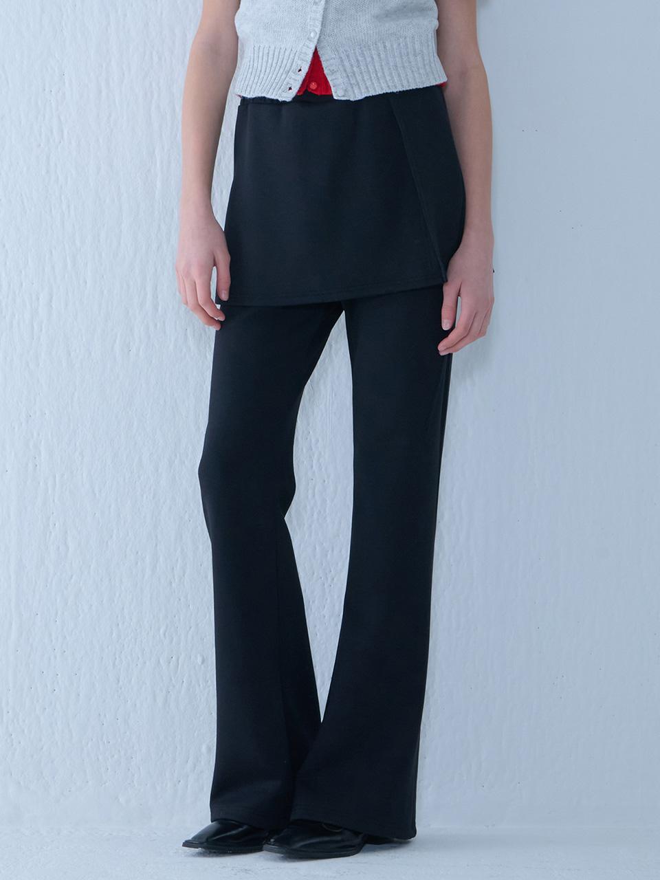 SKIRT BOOT-CUT PANTS BLACK