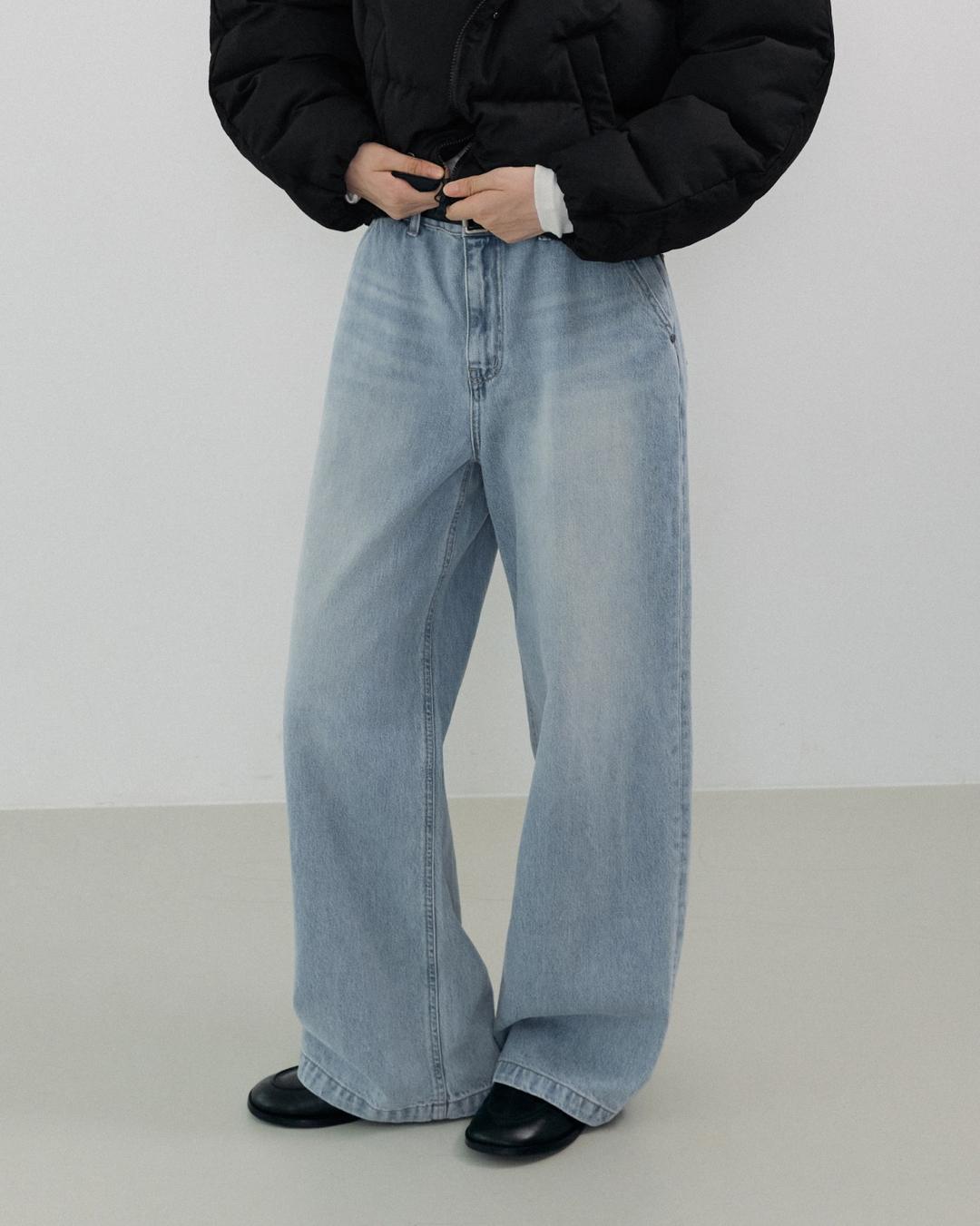 Dan 댄 와이드 데님 - washed blue
