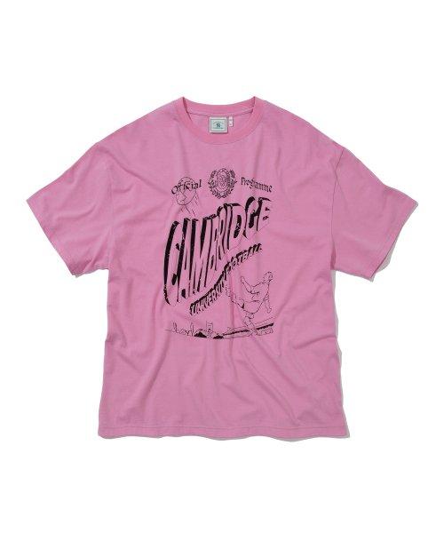 컬리지클럽] 풋볼 그래픽 반팔 티셔츠 핑크