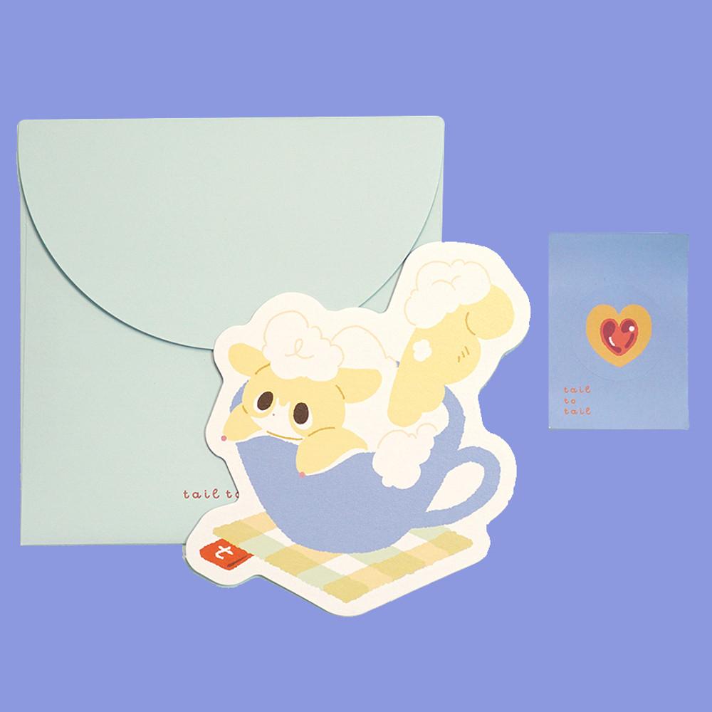 카푸치노 누가 카드 엽서 & 봉투 세트