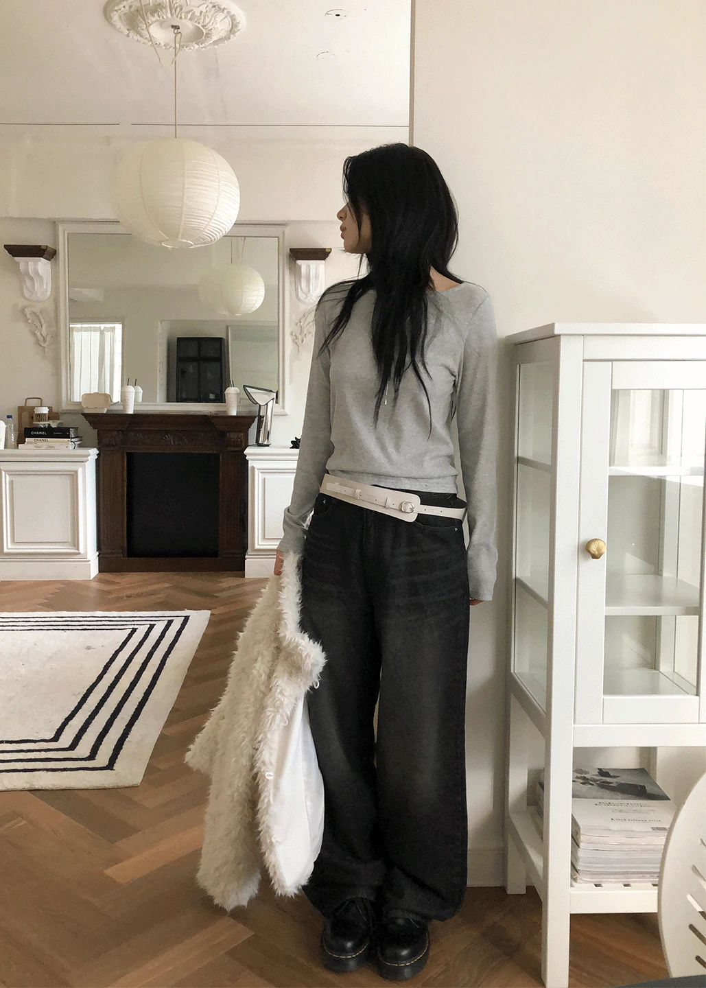 DAILY CAT BRUSH DENIM PANTS