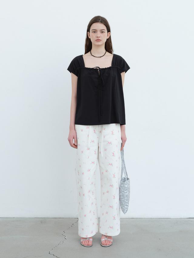 Two Way Ribbon Blouse-Black
