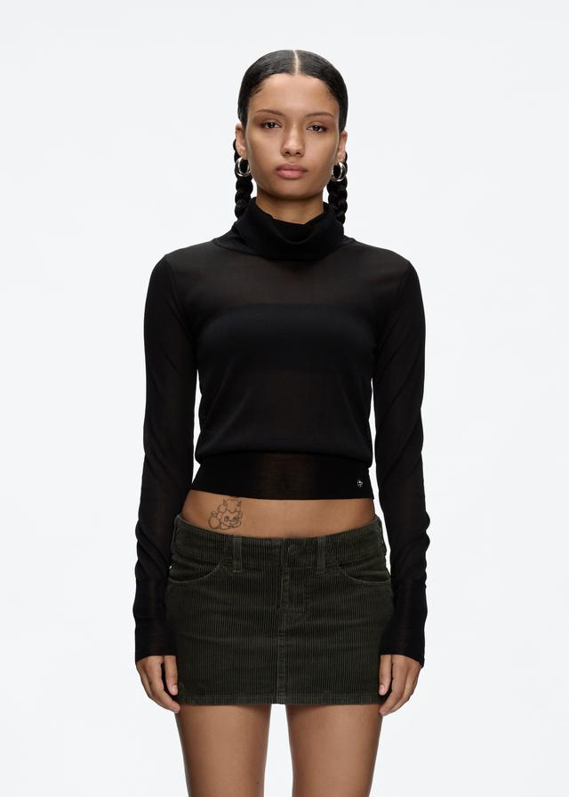 Sheer Silk Turtleneck Top - Tank Air