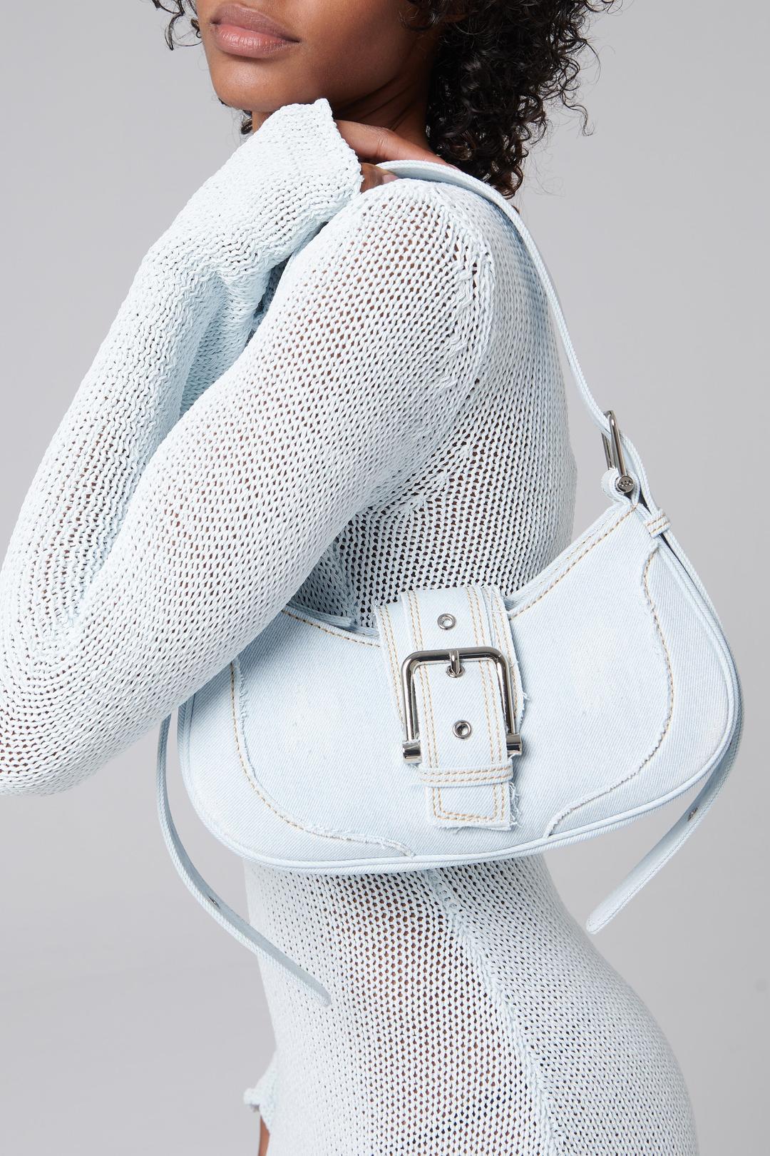 Blue Hobo Brocle Denim Bag - Blue