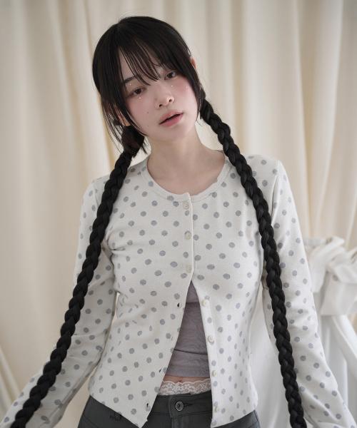 SOFT DOT JACQUARD CARDIGAN IVORY